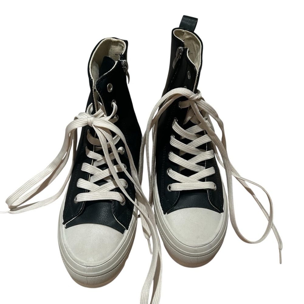 Wild Diva Black and Cream High-Top Sneakers